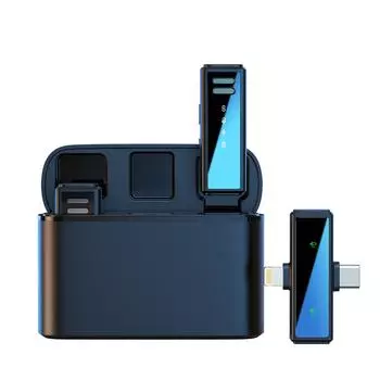 Профессиональный беспроводной петличный микрофон 2 в 1, 2 мини-клипсовых микрофона для Android - двухканальный петличный микрофон 2.4G с зарядным чехлом