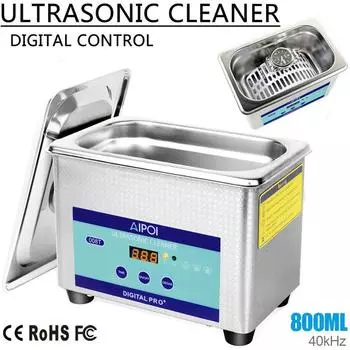 Профессиональный цифровой ультразвуковой очиститель с таймером для очистки ювелирных изделий, часов, очков, функция дегазации US Plug серебряный