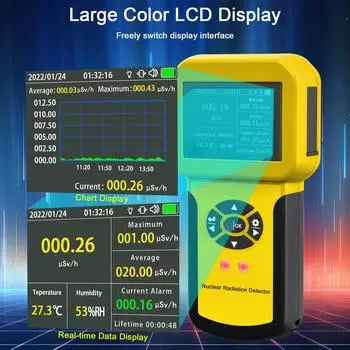 Профессиональный детектор ядерного излучения HOLDPEAK, счетчик Гейгера, детектор бета-Y, рентгеновского и гамма-излучения, с набором сигналов тревоги, HP-886A