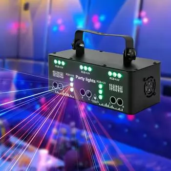 Профессиональный DJ-светильник с 21 линзой RGB UV Disco Strobe Stage Lighting с дистанционным управлением Party Light Stage Light Disco Light чёрный