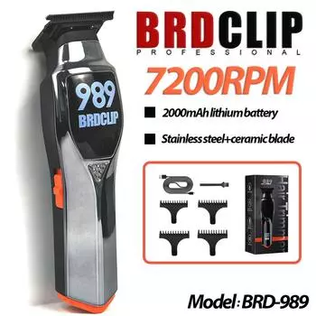 Профессиональный домашний электрический беспроводной триммер для волос BRDCLIP, триммер для лысых волос BRD989, мужская парикмахерская машинка