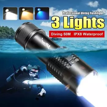 Профессиональный фонарик для дайвинга, тройной светильник 40000LM, фонарь для дайвинга, лампа дальнего действия, фонарь для дайвинга-амфибии, фонарик для подводного плавания с аквалангом A-Flashlight