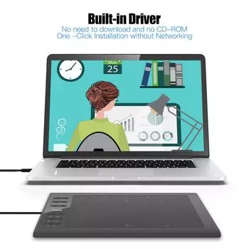 Профессиональный графический планшет для рисования 10x6 дюймов, 12 экспресс-клавиш с 8192 уровнями, без батареи Package 1