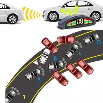 Профессиональный комплект передних датчиков парковки Prefix Скрытый встроенный плоский парктроник Помощник Система Зуммер Сигнализация Не Задний Радар серый