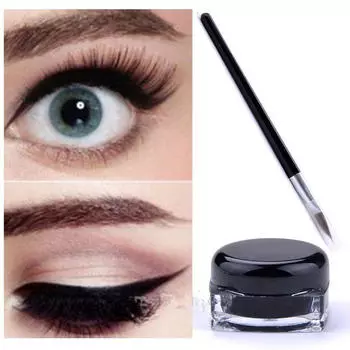 Профессиональный косметический черный водостойкий крем-подводка для глаз + набор кистей долговечные инструменты для макияжа глаз чёрный