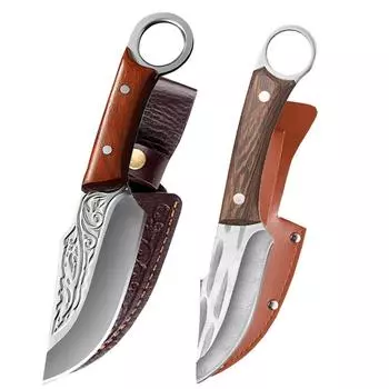 Профессиональный кухонный нож для обвалки, кованый нож для мясника, монгольский ручной нож, нож для мяса, нож для овощей и фруктов с крышкой 2pcs