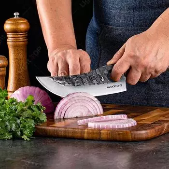 Профессиональный кухонный нож для обвалки мяса, кованый нож из нержавеющей стали, нож для разделки мяса, ножи для барбекю с деревянной ручкой