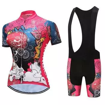 Профессиональный летний короткий комплект одежды для езды на велосипеде, женские спортивные трикотажные костюмы S