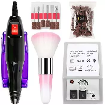 Профессиональный маникюрный инструмент, электрическая дрель для ногтей и 100 шт. шлифовальные ленты, 120 #180 # сверла для ногтей, набор для снятия гель-лака