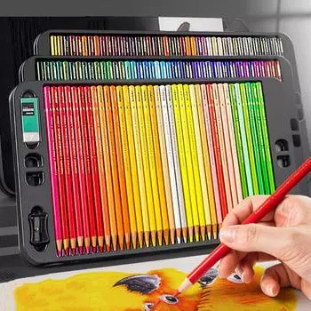 Профессиональный маслянистый 24-120 цветов для взрослых, ручная роспись, водорастворимый цветной карандаш, железная подарочная коробка для художника, студента, эскиза, раскраски, рисунка 24 colors - oily