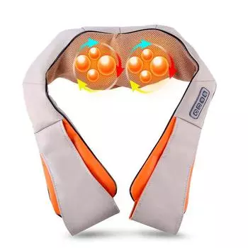 Профессиональный массажер для плеч, тела, шеи, расслабления, тепла, автомобиля, офиса, дома EU Plug бежевый