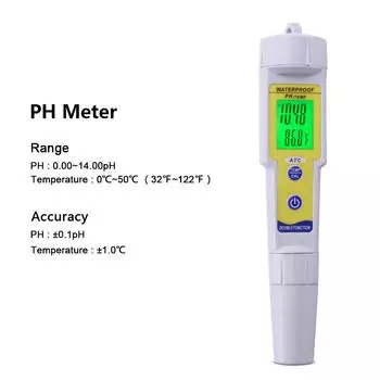 Профессиональный мини-PH-метр с автоматической коррекцией, водонепроницаемый измеритель кислотности, устройство для анализа качества ручки с подсветкой