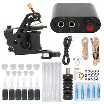 Профессиональный набор для татуировок, мощная 8-витковая катушечная тату-машинка для начинающих татуировщиков US Plug