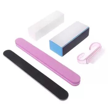 Профессиональный набор из 5 маникюрных прямоугольных инструментов, пилочки для ногтей, кисточки для дизайна ногтей