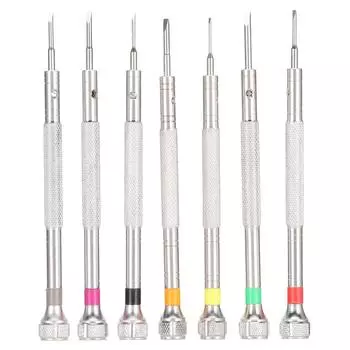 Профессиональный набор из 7 плоских отверток из нержавеющей стали для ремонта часов (0,8мм-2,0мм)