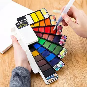 Профессиональный набор однотонных акварельных красок 18/24 цветов, акварельный пигмент с водяной кистью, ручка для школьных товаров для рукоделия 18 colors