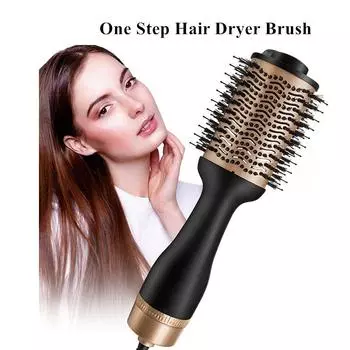 Профессиональный одношаговый фен, щетка и увеличитель объема, выпрямитель, бигуди, расческа, ионный инструмент, электрическая щетка с горячим воздухом EU Plug золотой