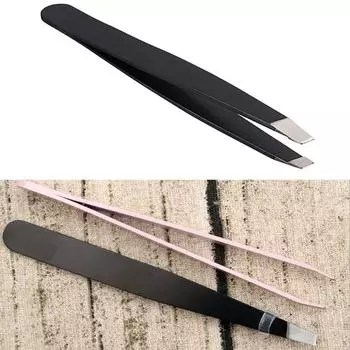 Профессиональный пинцет для удаления волос с наклонным кончиком из нержавеющей стали, инструмент для макияжа розовый