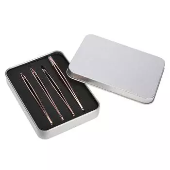 Профессиональный пинцет из розового золота с косым кончиком из нержавеющей стали для удаления волос с бровей и макияжа, 4 шт.