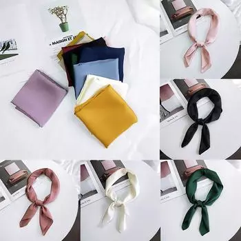 Профессиональный платок, однотонное летнее полотенце, женский маленький квадратный модный весенний корейский стиль, осенний универсальный рабочий маленький шелковый шарф 55cm*30cm*45cm розовый