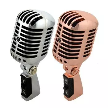 Профессиональный проводной винтажный классический микрофон хорошего качества с динамической подвижной катушкой Mike Deluxe металлический вокал в старом стиле KTV Mic Z6 микрофонная подставка для микрофона only microphone серебряный