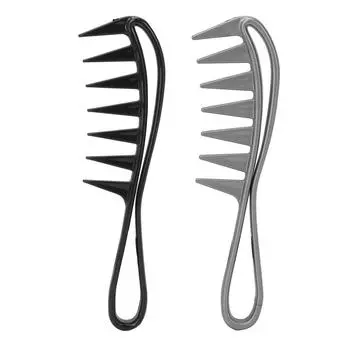 Профессиональный расческа для распутывания волос с широкими зубьями, антистатическая расческа для распутывания волос, салонная расческа для укладки волос Black Black