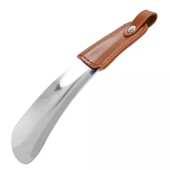 Профессиональный рожок для обуви из нержавеющей стали, портативный рожок для обуви с ручкой из искусственной кожи