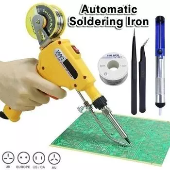 Профессиональный ручной электрический паяльник 110 В/220 В, автоматически отправляющий оловянный пистолет, паяльная станция, инструмент для ремонта сварки, сварочный пистолет/паяльная ручка CN Plug жёлтый