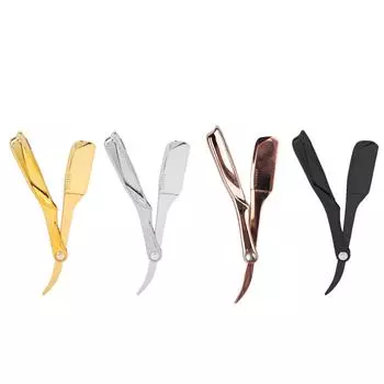 Профессиональный складной прямой держатель для лезвий для мужского бритья Barber Gold Plating