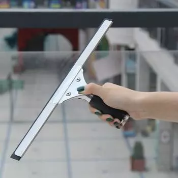 Профессиональный скребок для окон с резиновой кромкой, длинной ручкой, стеклоочиститель для душа, ванной комнаты 25cm чёрный