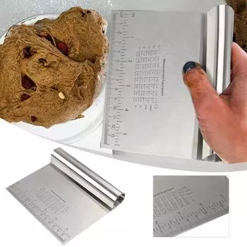 Профессиональный скребок/резак/измельчитель для теста, зеркальная полировка из нержавеющей стали, с мерной шкалой, универсальный нож для тортов, пиццы, хлебоотделителя, весы One Size