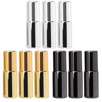 Профессиональный стеклянный роликовый флакон для духов, 3 шт., портативный набор флаконов с эфирным маслом, 5 мл Black