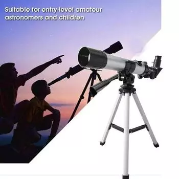Профессиональный телескоп, астрономический телескоп, астрономический рефракционный телескоп с высоким увеличением, астрономический телескоп с настольным штативом серый