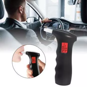 Профессиональный точный алкотестер с ЖК-цифровым дисплеем, тестер алкоголя, портативный цифровой алкотестер с 5 мундштуками чёрный