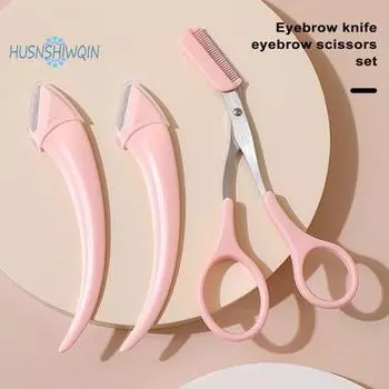 Профессиональный триммер для бровей — гладкая, легкая форма бровей, инновационный дизайн в форме полумесяца с гребнем, безопасный в использовании нож для стрижки фиолетовый