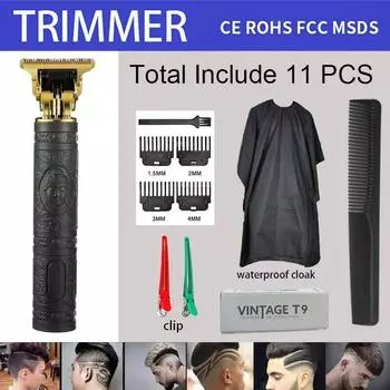 Профессиональный триммер для волос T9, перезаряжаемая машина для стрижки волос, мужская электробритва, машинка для стрижки бороды, парикмахерская стрижка Black Buddha