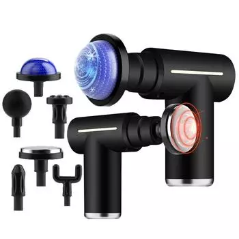 Профессиональный уровень мышечного массажного пистолета релаксация интеллектуальный фитнес-массажер холодный и горячий компресс фасция пистолет 6 головок Type C Charge чёрный