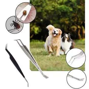 Профессиональный зажим для вшей у собак 2 в 1 для удаления блох и клещей для домашних животных Пинцет для удаления клещей чёрный