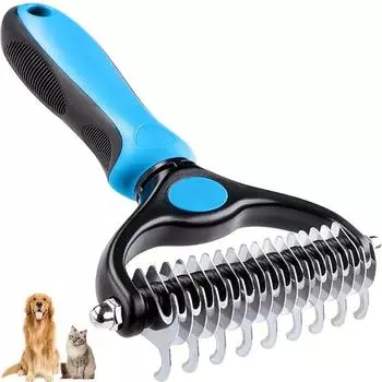 Professional Pet Deshedding Brush Comb Double-sided Knot Dog Cat Hair Remover Double-sided Puppy Shedding Supplies For Grooming L красный