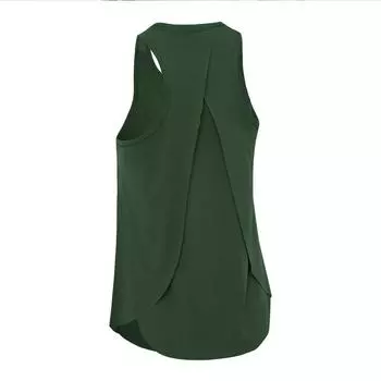 Professional Sleeveless I-Shaped Vest Women s Sports Running Dovetail Beauty Back Fitness Tops Slit Loose Yoga Blouse Summer Women s Vest 048-Dark Green XXL