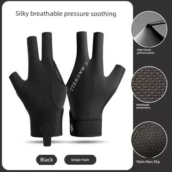 Professional Snooker Billiards Gloves Men s Leaky Three-Finger Ice Silk Breathable Non-Slip Left-Hand Single-Piece Table Tennis Gloves Women T3 Billiard Gloves Black All yards