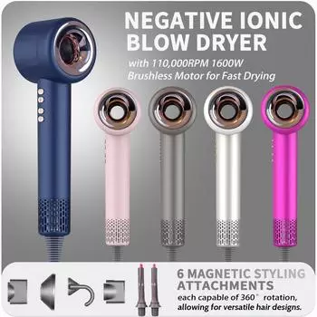 Professional Super Hair Dryer Personal Care Styling Negative Ion Salon Tool Constant Anion Electric Leafless KR