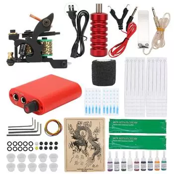 Professional Tattoo 8 Wrap Coil Machine Kit Tattoo Power Supply for Tattoo Artists Beginners US Plug
