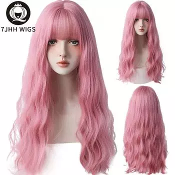 Профессиональные ПАРИКИ Холодный Коричневый Синтетические Парики Длинные Глубокие Волнистые Волосы с Челкой для Женщин Повседневная Носка Термостойкий Натуральный Трендовый Парик 26inches