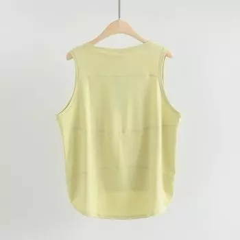 Professional Yoga Clothes Women Overfit t-shirt Outer Wear Running Fitness Top Breathable Vest Sleeveless Sports Cover up Summer Yellow L