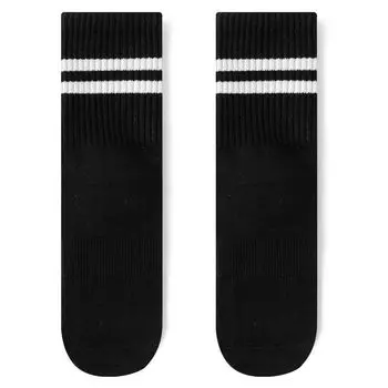 Professional Yoga Socks Children s Non Slip Pilates Spring & Fall Sports Pure Cotton No Pilling Indoor Fitness Dance Tube Socks [1 pair Y04] Black 1 pair