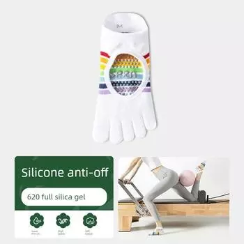 Professional Yoga Socks Open Back Non-Slip Socks Women s Toe Socks Fitness Exercise Pilates Socks Finger Room Socks 1 Rainbow White (Open Back)