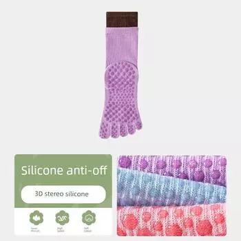 Professional Yoga Socks Pilates Socks Tube Non-Slip Socks Indoor Sports Fitness Pilates Socks Purple 1 pair