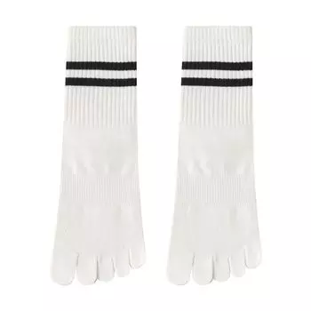 Professional Yoga Socks Women s Non-Slip Spring and Autumn Pure Cotton Pilates Tube Indoor Sports Fitness Dance Five-Finger Socks [1 pair] Y07 White
