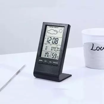 Прогноз погоды Цифровой будильник ТЕМПЕРАТУРА Влажность Дата Неделя Повтор Настольные часы 12/24 ч Электронные ЖК-часы с питанием от батареи белый